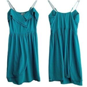 BILLABONG Tank Top Tunic Ruffle Neckline Blue Sz M Flawed